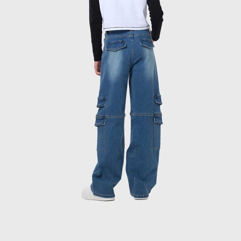 Jeans Niña Wide Leg Cargo Negro I-2