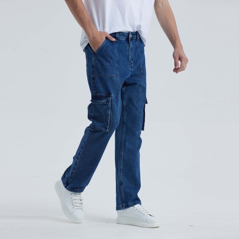 Jeans Hombre Cargo Carpintero Azul Medio Fashion´s Park-1