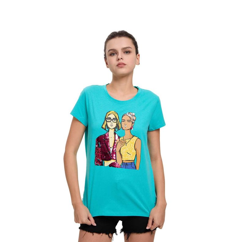 Polera Mujer Básica Print Aqua Fashions Park-0