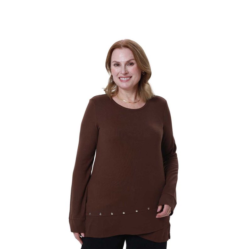 Polera Mujer Tejida Cafe Oscuro-0