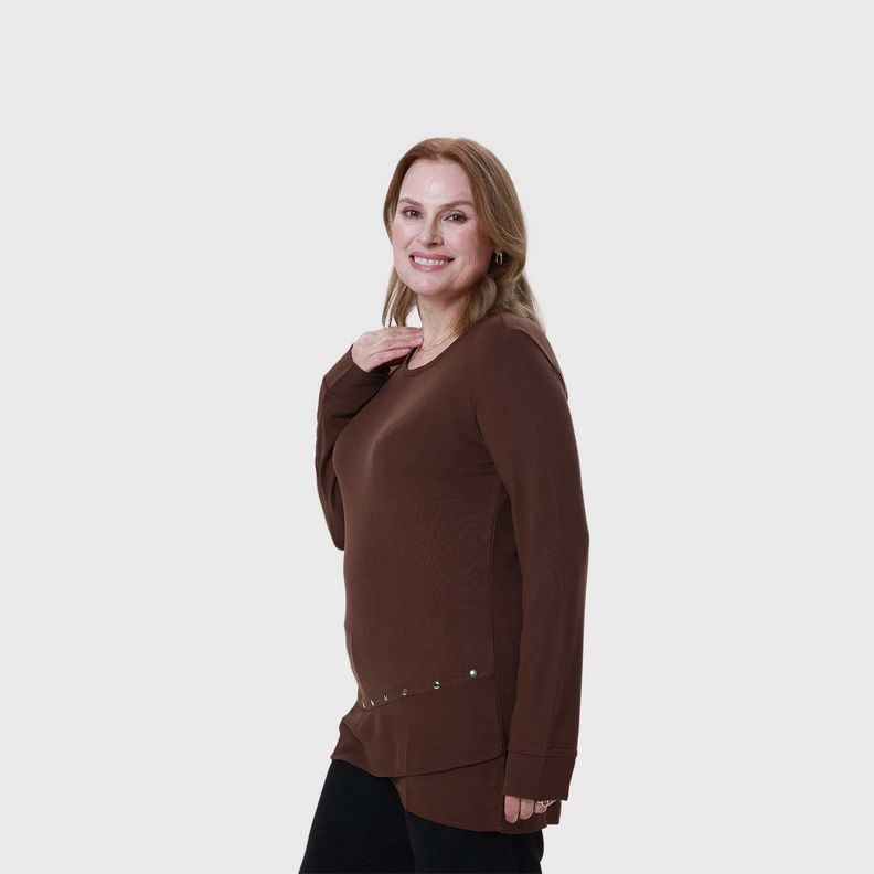 Polera Mujer Tejida Cafe Oscuro-1