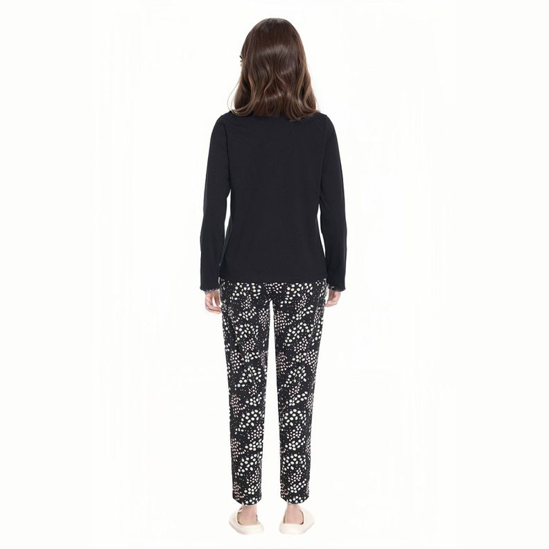 Pijama Full Print Negro Mujer-1