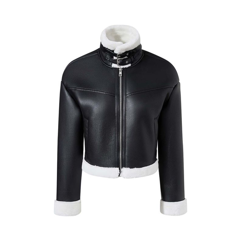 Chaqueta Niña Aviador Negro / Blanco-0