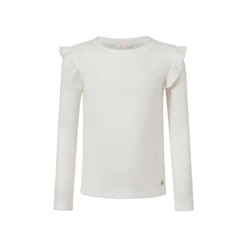 Polera Niña Con Vuelos Crudo-0