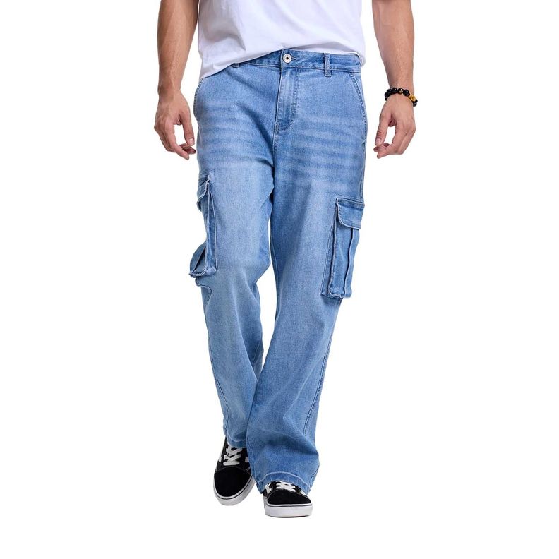 Jeans Hombre Cargo Color Azul Medio Fashions Park-0