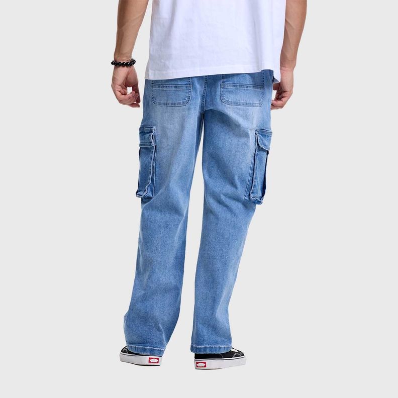 Jeans Hombre Cargo Color Azul Medio Fashions Park-2