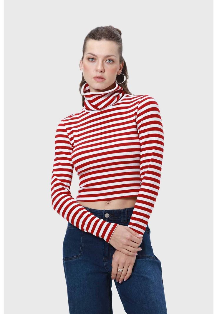 Polera Mujer Rib Rojo