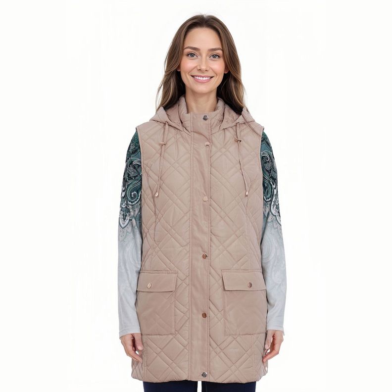 Parka Mujer Larga Con Bolsillo Beige-0