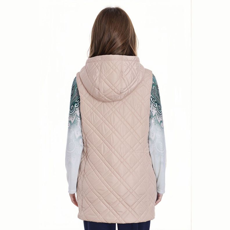 Parka Mujer Larga Con Bolsillo Beige-1