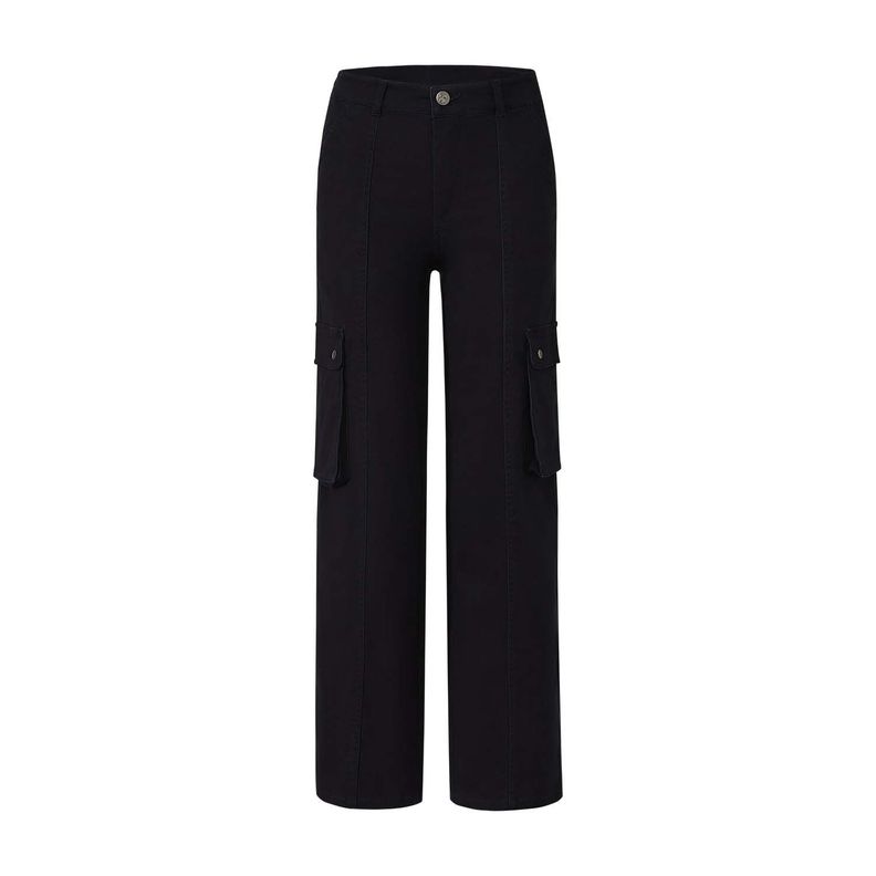 Pantalón Niña Wide Leg Cargo Negro Fashion's Park-0