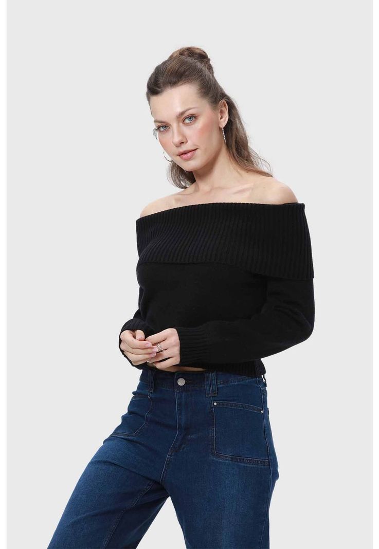 Sweater Mujer Bardot Negro - ll