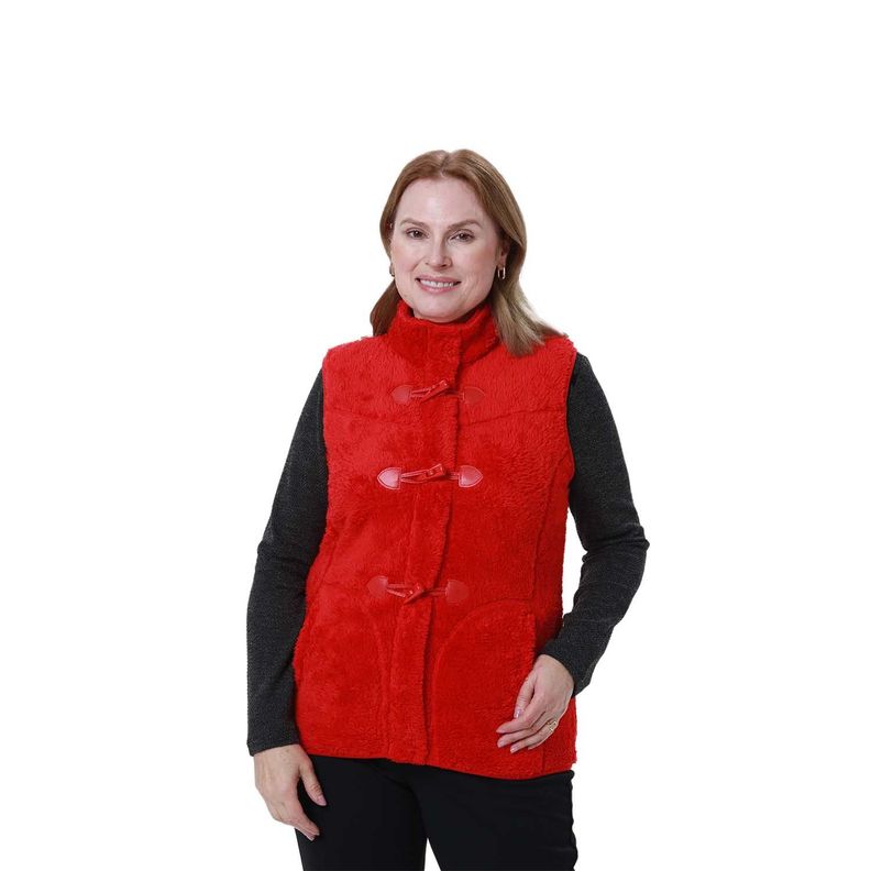 Polar Mujer Peludo Estilo Montgomery Rojo-0