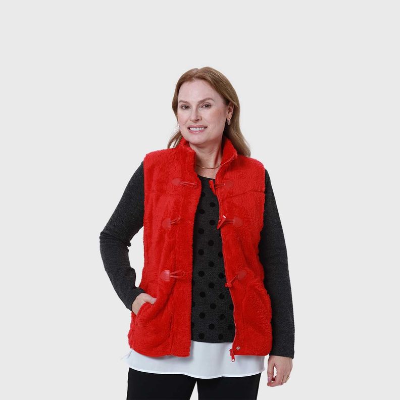Polar Mujer Peludo Estilo Montgomery Rojo-1