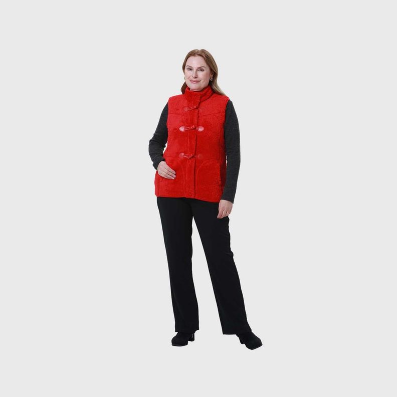 Polar Mujer Peludo Estilo Montgomery Rojo-3