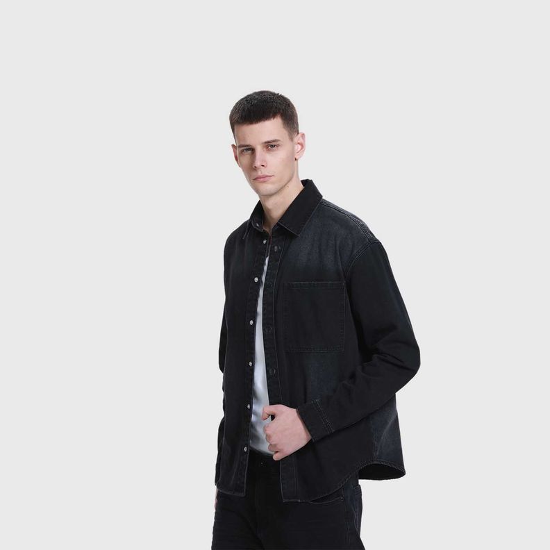 Camisa Hombre Juvenil Mezclilla Gris I-1