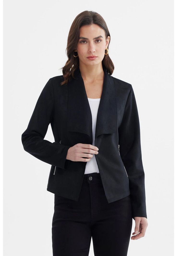 Blazer Mujer Gamuza Negro