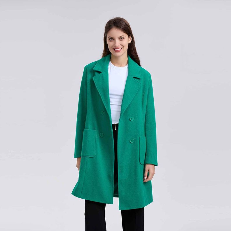 Abrigo Mujer Liso Calce Entallado Verde Fashion´s Park-1