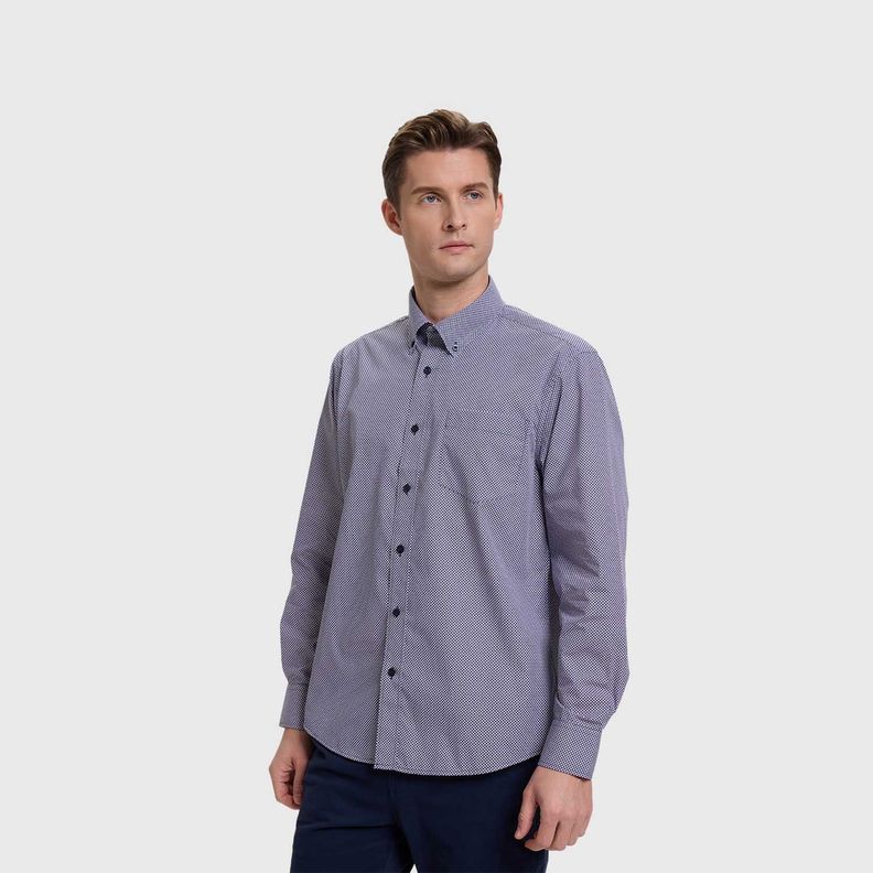 Camisa Hombre Mini Print Azul I  Fashion's Park-1