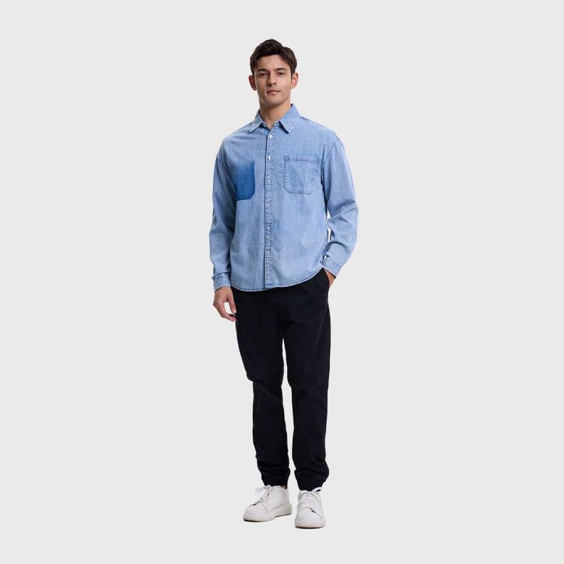 Camisa Hombre Sobrecamisa Denim Azul Fashions Park-3
