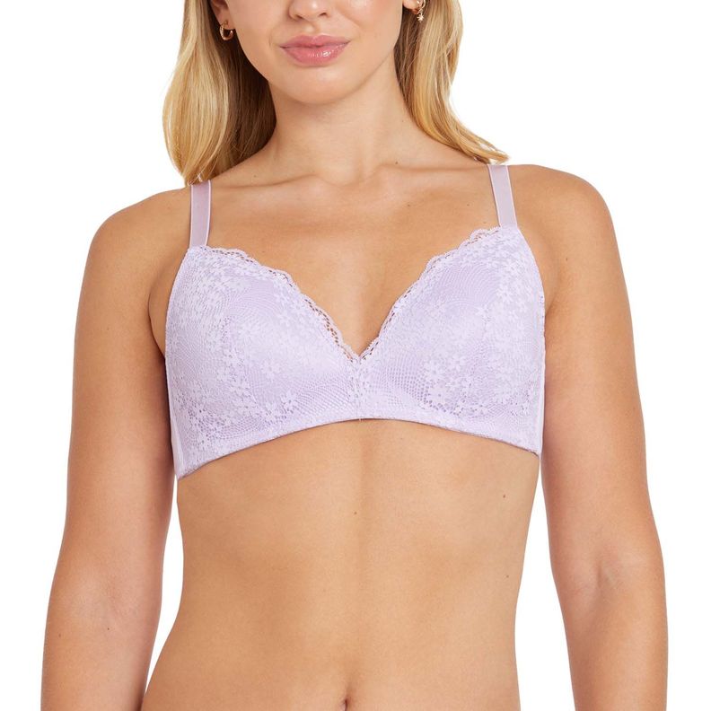 Sostén Sin Arco Encaje Lila Mujer-0