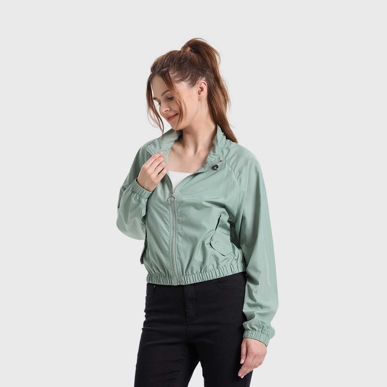 Chaqueta Mujer Cortaviento Verde Olivo Claro Fashion's Park-1