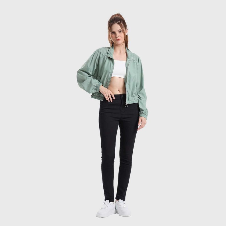 Chaqueta Mujer Cortaviento Verde Olivo Claro Fashion's Park-3