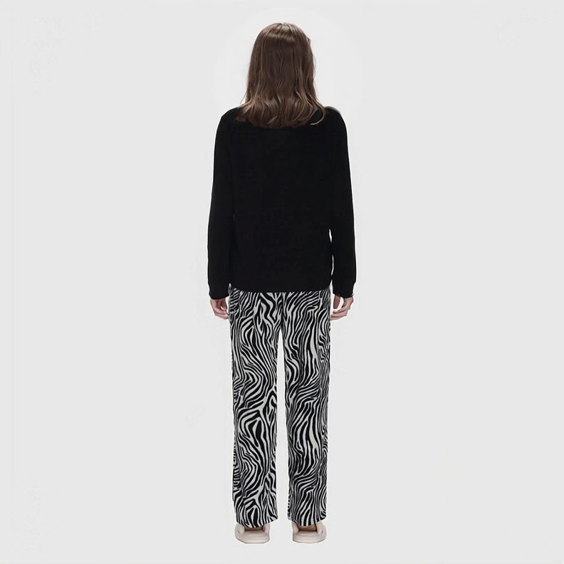 Pijama Mujer Polar Estampado Negro-1