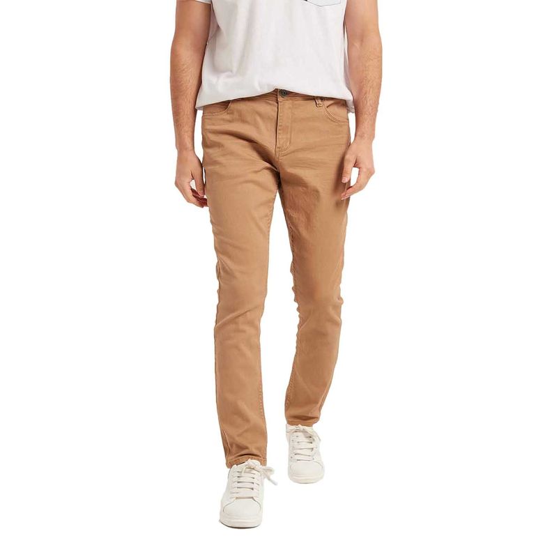 Jeans Hombre Slim Color Beige Oscuro-0