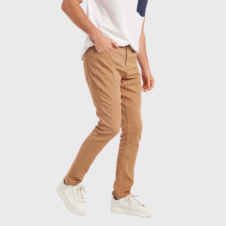Jeans Hombre Slim Color Beige Oscuro-1