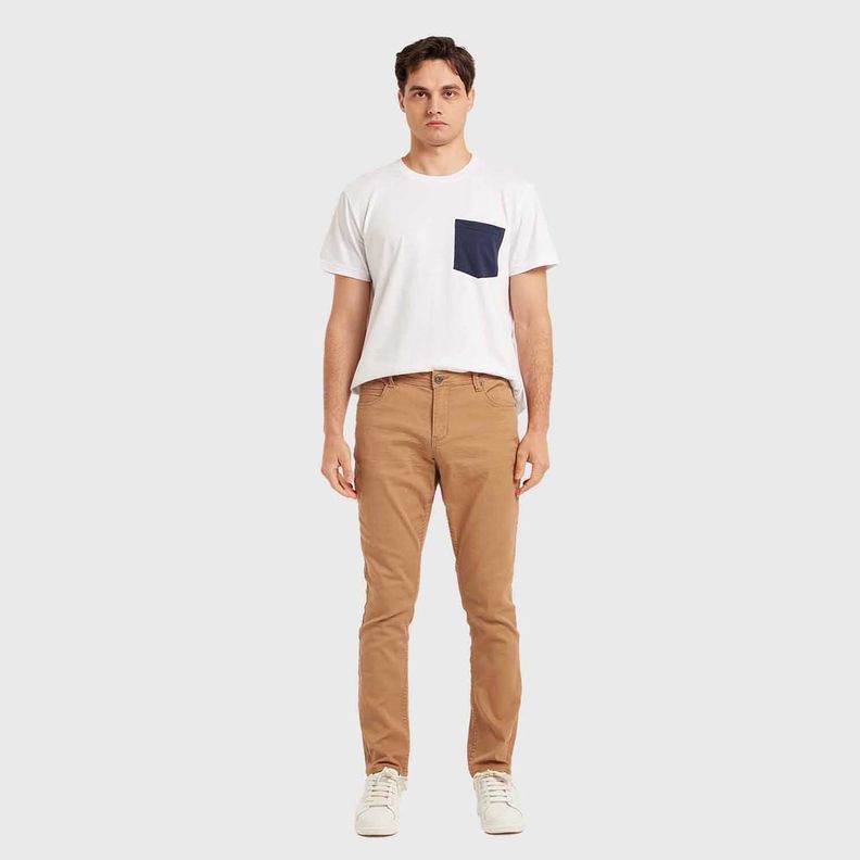 Jeans Hombre Slim Color Beige Oscuro-3