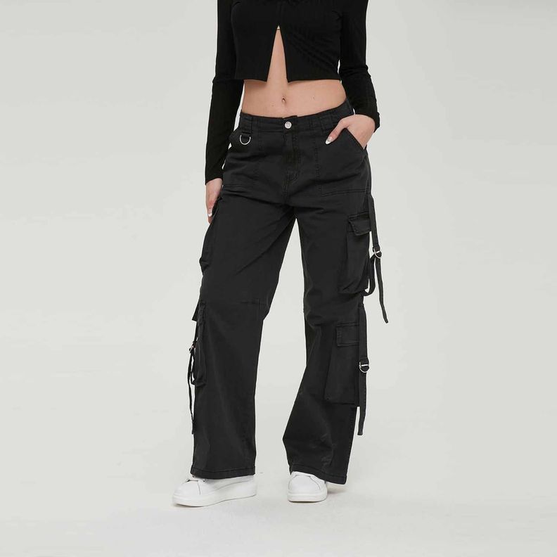 Pantalón Mujer Full Cargo Negro Fashion´s Park-0