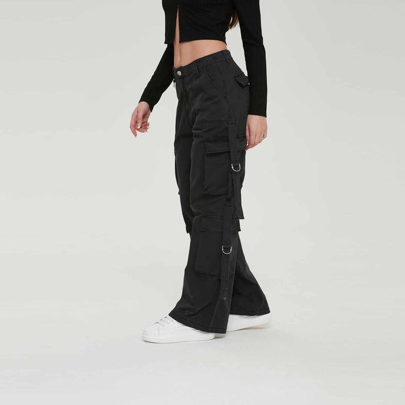 Pantalón Mujer Full Cargo Negro Fashion´s Park-1