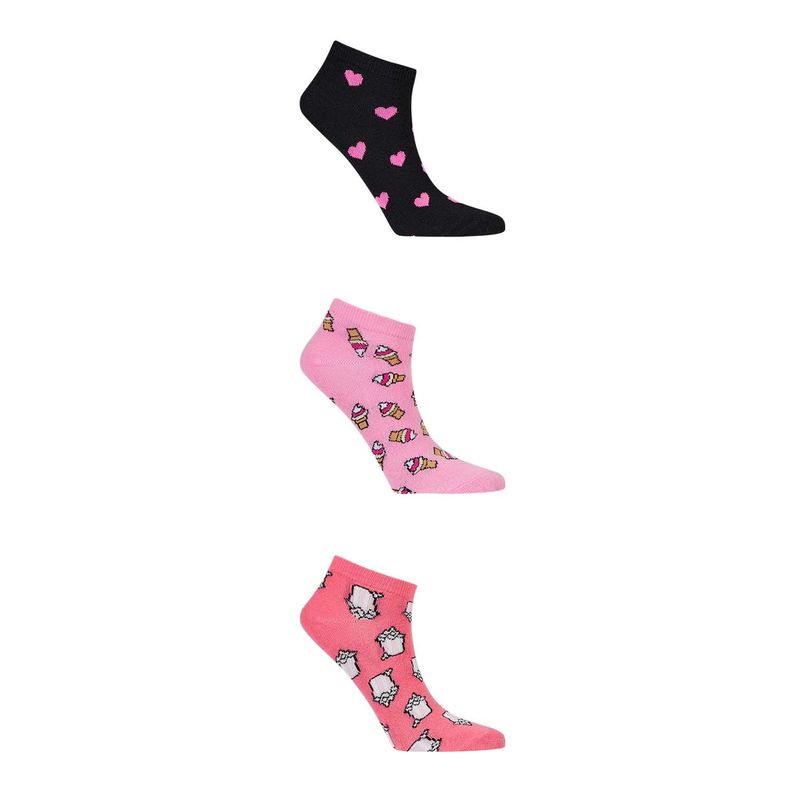 Calceta Deportiva Mujer Tripack P Fucsia-0