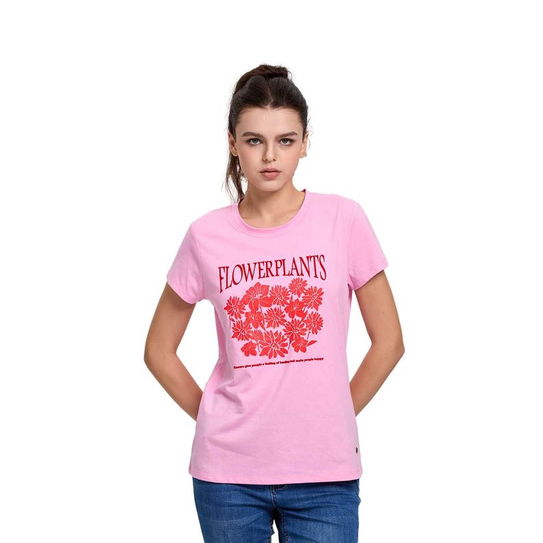 Polera Mujer Básica Print Rosado Claro I Fashions Park-0
