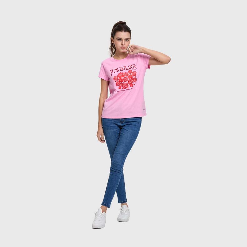 Polera Mujer Básica Print Rosado Claro I Fashions Park-3