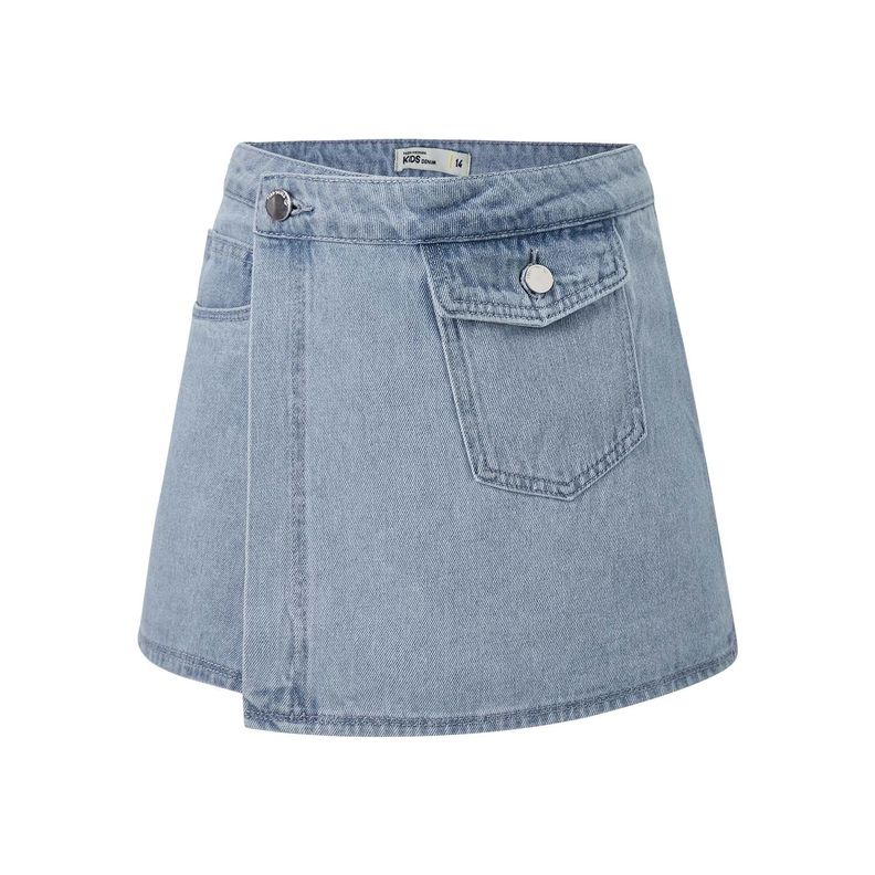 Falda Niña Short Denim Celeste Fashions Park-0