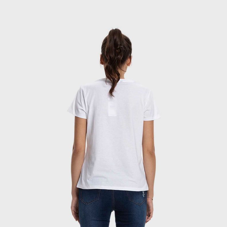 Polera Mujer Básica Print Blanco / Fucsia Fashion's Park-2
