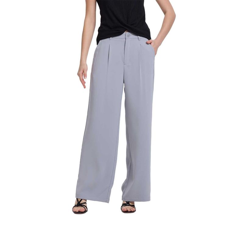 Pantalón Mujer Sastrero Calce Recto Gris Fashion's Park-0