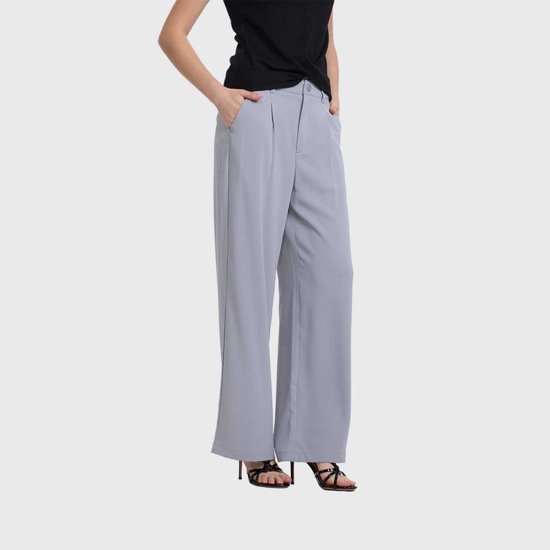 Pantalón Mujer Sastrero Calce Recto Gris Fashion's Park-1