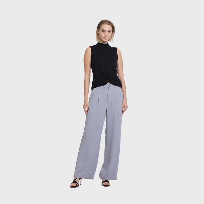 Pantalón Mujer Sastrero Calce Recto Gris Fashion's Park-3