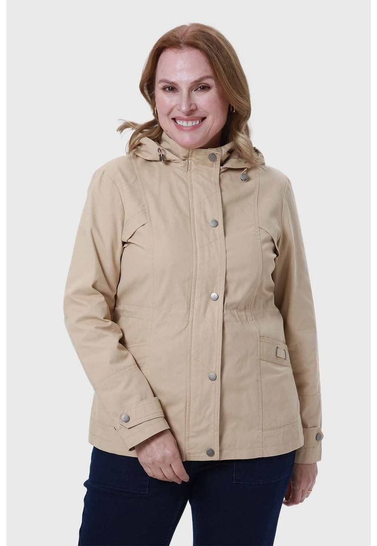 Chaqueta Mujer Con Gorro Beige