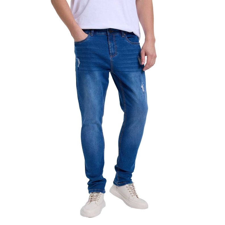 Jeans Hombre Skinny Rotura Azul-0