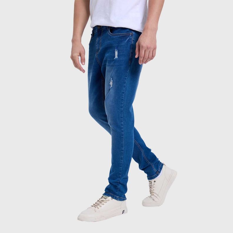Jeans Hombre Skinny Rotura Azul-1