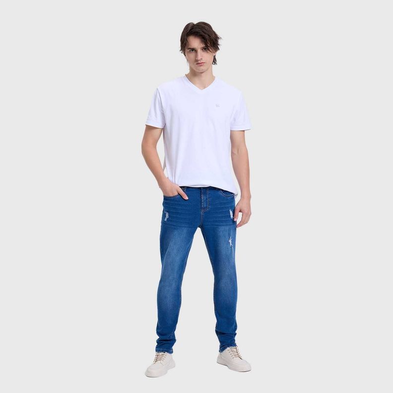 Jeans Hombre Skinny Rotura Azul-3