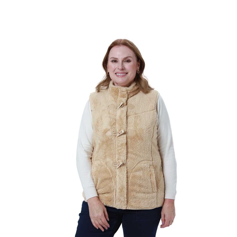 Polar Mujer Estilo Montgomery Peludo Beige Fashion's Park-0