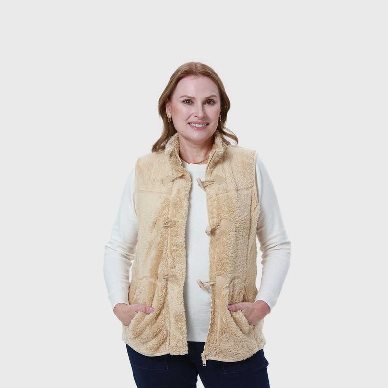 Polar Mujer Estilo Montgomery Peludo Beige Fashion's Park-1