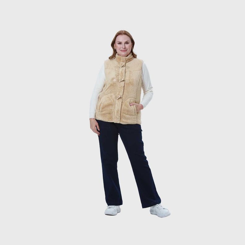 Polar Mujer Estilo Montgomery Peludo Beige Fashion's Park-3