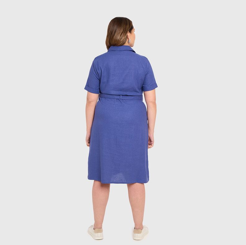 Vestido Mujer Lino Abotonado Azul Fashions Park-1