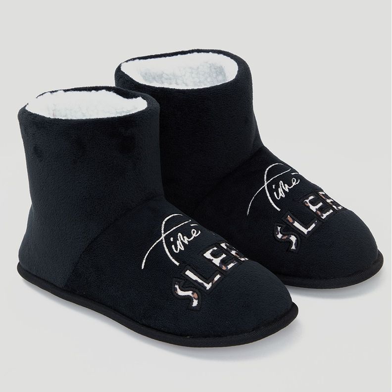 Pantufla Mujer Botita Negro-1