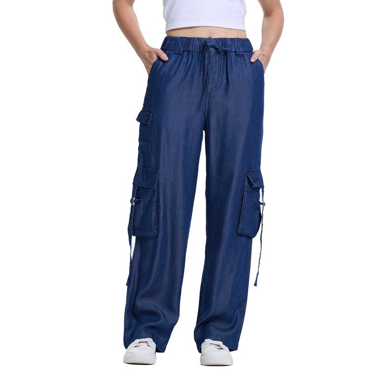 Jeans Mujer Cargo Ligero Azul Fashion's Park-0